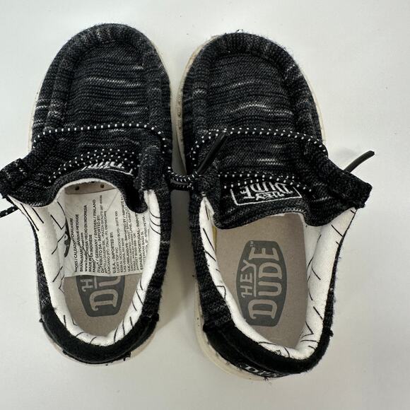 Hey Dude Wally Toddler Stretch Black White Slip On Lightweight Sneaker K7 - Picture 7 of 11